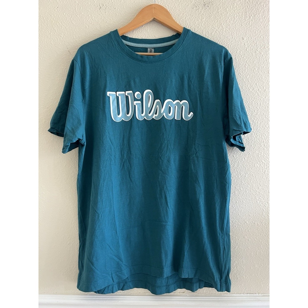 Wilson Unisex Script Eco CTN Coral Blue Shirt Size XL  Sporty Casual